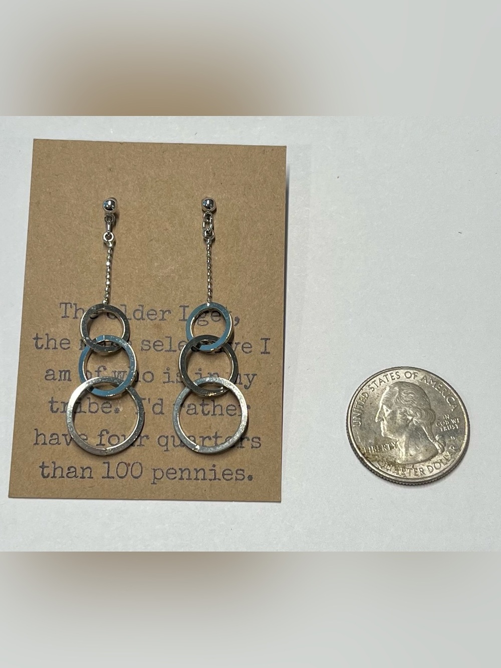 Silver Tone Multi-Ring Dangle Earrings - Friendship Tribe Bestie